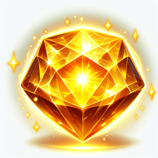 Magic Yellow Diamond Gem.
Single Game Texture. In-Game asset. 2d. Blank background. High contrast. No shadows.