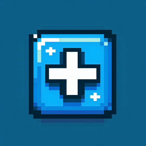 blue upgrade button with a "+" sign on it. pixelated. 8 bit.
Single Game Texture. In-Game asset. 2d. Blank background. High contrast. No shadows.