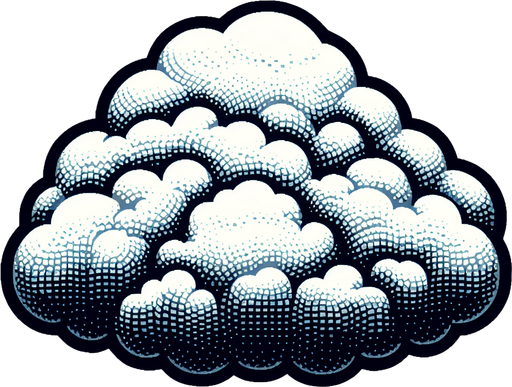 A simple cloud. Single Game Texture. In-Game asset. 2d. Blank background. High contrast. No shadows.