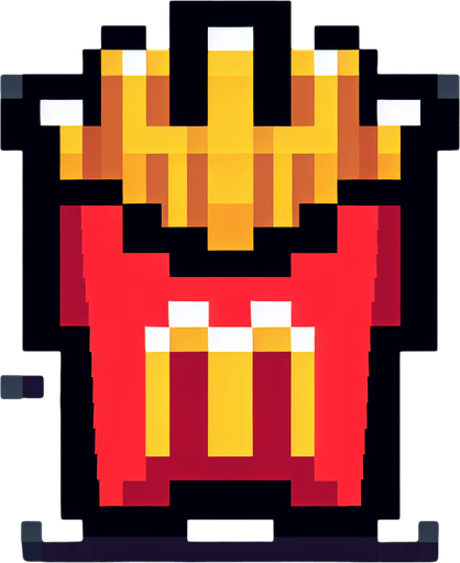 macdonalds fries but with the M letter rotated so it looks like a 3. pixelated. 8 bit.
Single Game Texture. In-Game asset. 2d. Blank background. High contrast. No shadows.