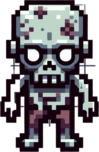 Un zombie en 2D vue du dessus.
Single Game Texture. In-Game asset. 2d. Blank background. High contrast. No shadows.