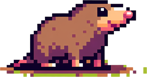 pixel art. mole. standing up position..
Single Game Texture. In-Game asset. 2d. Blank background. High contrast. No shadows.