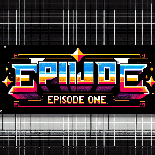 black banner with text that says 'Episode One', I want the art style to reflect a classic 16-bit retro pixel art aesthetic, reminiscent of early 1990s RPGs.
Single Game Texture. In-Game asset. 2d. Blank background. High contrast. No shadows.