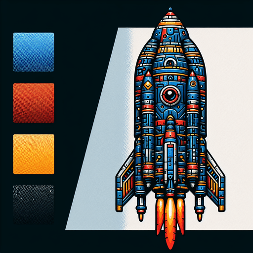 Rocket.
Single Game Texture. In-Game asset. 2d. Blank background. High contrast. No shadows.