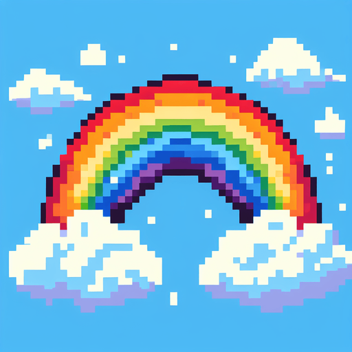 rainbow.
Pixel art.