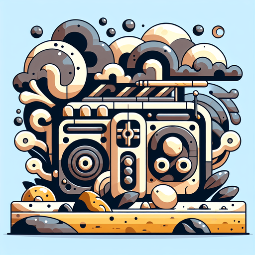 Create a cartoon-style illustration of a mix of a beach radio. Front View.
Single Game Texture. In-Game asset. 2d. Blank background. High contrast. No shadows.