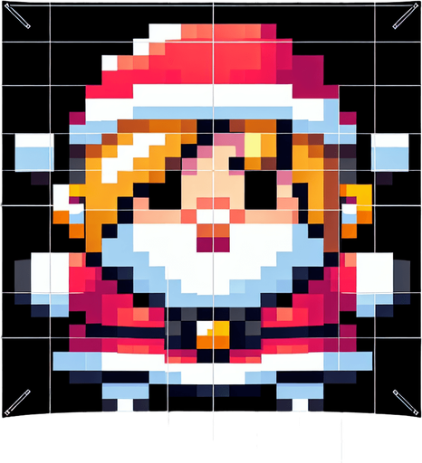 a christmas poster showcasing miss santa clause Single Game Texture. In-Game asset. 2d. Blank background. High contrast. No shadows.