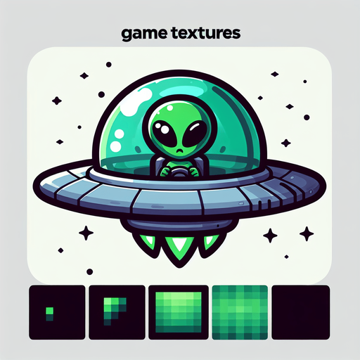 Ufo with green alien driving it.
Single Game Texture. In-Game asset. 2d. Blank background. High contrast. No shadows.