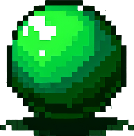 a green poison sphere, I want the art style to reflect a classic 16-bit retro pixel art aesthetic, reminiscent of early 1990s RPGs..
Single Game Texture. In-Game asset. 2d. Blank background. High contrast. No shadows.