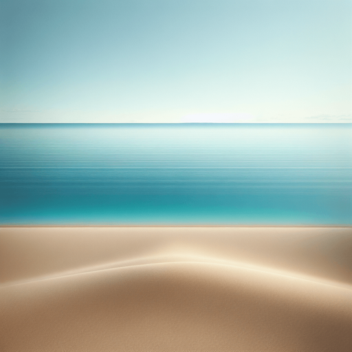 Front close view of a calm sea from the beach. nothing on the beach just flat sand. no sun...
photorealistic