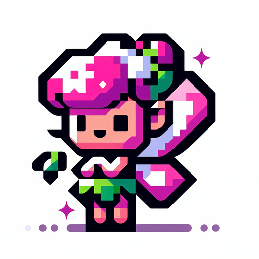 8-bit cartoon colorfull square fairy..
Single Game Texture. In-Game asset. 2d. Blank background. High contrast. No shadows.