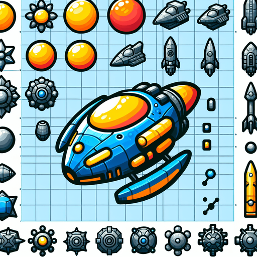 sci-fi cartoon spaceship.
Single Game Texture. In-Game asset. 2d. Blank background. High contrast. No shadows.