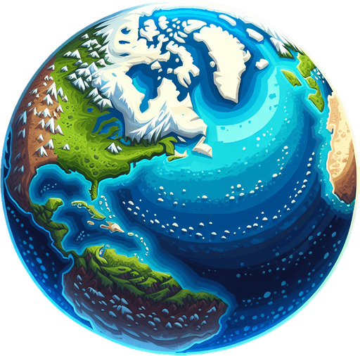 Earth hemisphere.
Single Game Texture. In-Game asset. 2d. Blank background. High contrast. No shadows.