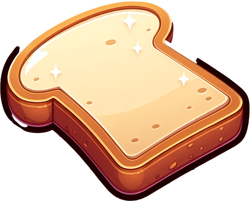 Create a cartoon-style illustration of a slice of bread ..
Single Game Texture. In-Game asset. 2d. Blank background. High contrast. No shadows.