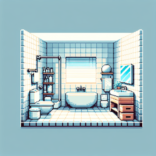 minimalist bathroom. pixelated. 8-bit.
Single Game Texture. In-Game asset. 2d. Blank background. High contrast. No shadows.