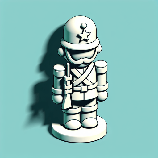 A christmas Toy Soldier. Plastic style Single Game Texture. In-Game asset. 2d. Blank background. High contrast. No shadows.