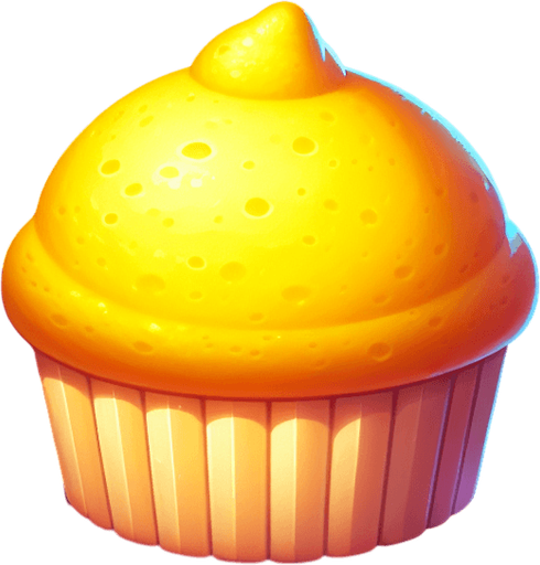 Lemon cupcake yellow Single Game Texture. In-Game asset. 2d. Blank background. High contrast. No shadows. Single Game Texture. In-Game asset. 2d. Blank background. High contrast. No shadows.