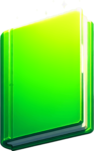 Green Notebook.
Single Game Texture. In-Game asset. 2d. Blank background. High contrast. No shadows.