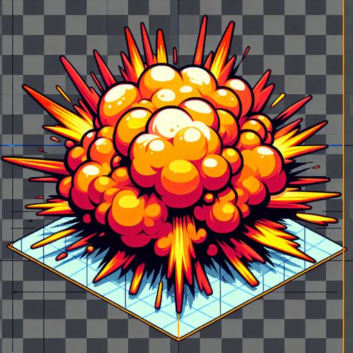 Like a big animated explosion.
Single Game Texture. In-Game asset. 2d. Blank background. High contrast. No shadows.