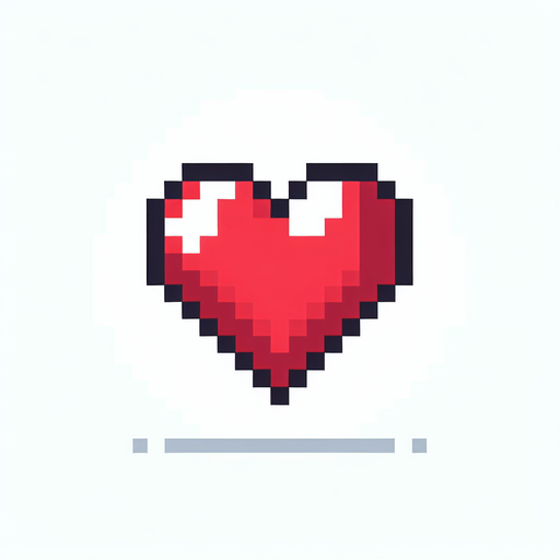 Pixel art heart icon . Single Game Texture. In-Game asset. 2d. Blank background. High contrast. No shadows.