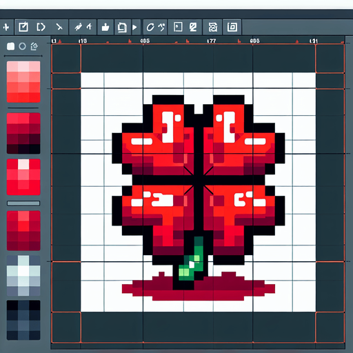 pixel art of a 4 leaf red clover..
Single Game Texture. In-Game asset. 2d. Blank background. High contrast. No shadows.