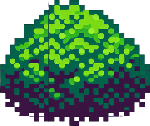 pixel art of a bush..
Single Game Texture. In-Game asset. 2d. Blank background. High contrast. No shadows.