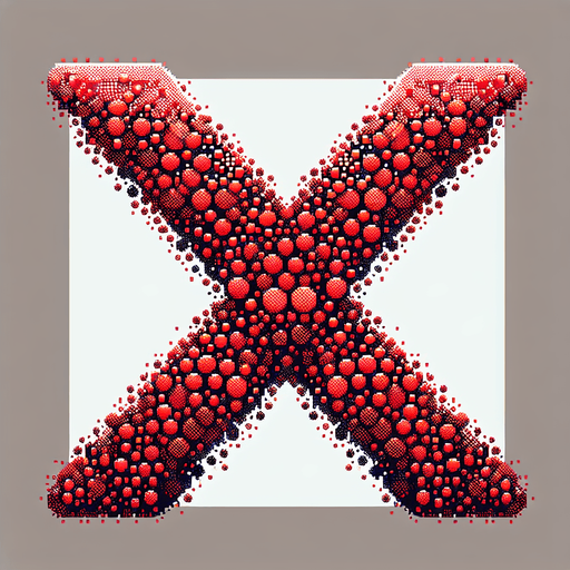 pixel art of red x made from semi-circles.