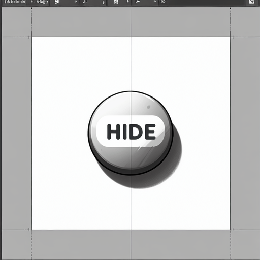 a button with text that fades to the right saying "hide".
Single Game Texture. In-Game asset. 2d. Blank background. High contrast. No shadows.