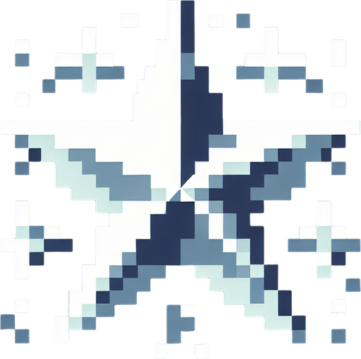 8-bit. cartoon. white star..
Single Game Texture. In-Game asset. 2d. Blank background. High contrast. No shadows.