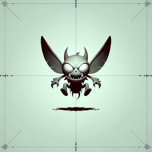 An evil snotling flying on a dragonfly. front view. enemy character in a game. Single Game Texture. In-Game asset. 2d. Blank background. High contrast. No shadows.