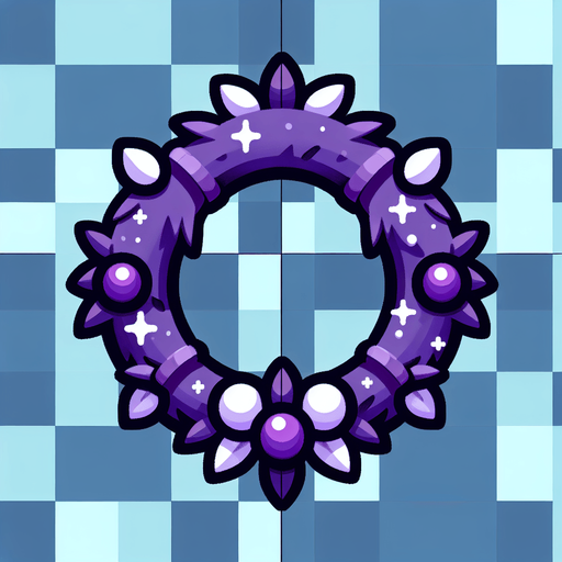 Simple Cartoon Christmas wreath. Purple
Single Game Texture. In-Game asset. 2d. Blank background. High contrast. No shadows.