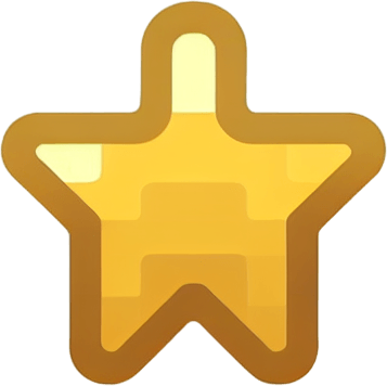 A small golden star.
Single Game Texture. In-Game asset. 2d. Blank background. High contrast. No shadows.