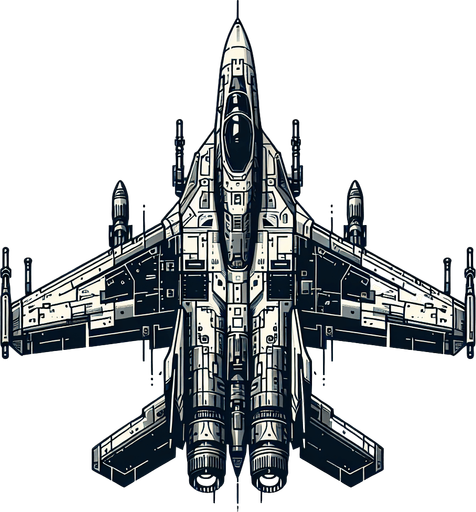 Fighter jet.
Single Game Texture. In-Game asset. 2d. Blank background. High contrast. No shadows.