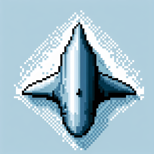 shark fin seen from above. bir-eye perspective view. pixelated 8-bit.
Single Game Texture. In-Game asset. 2d. Blank background. High contrast. No shadows.