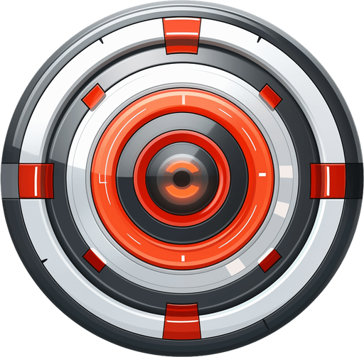 Round powerup icon with bullseye 
Single Game Texture. In-Game asset. 2d. Pixelart. White background. Blank background. Low detail. High contrast.