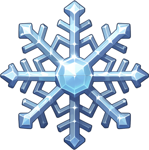 a christmas snow flake. plastic style. Single Game Texture. In-Game asset. 2d. Blank background. High contrast. No shadows.