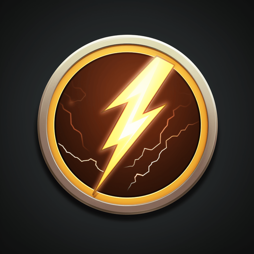 Round powerup. Lightning icon pointing up.
Single Game Texture. In-Game asset. 2d. Pixelart. White background. Blank background. Low detail. High contrast.