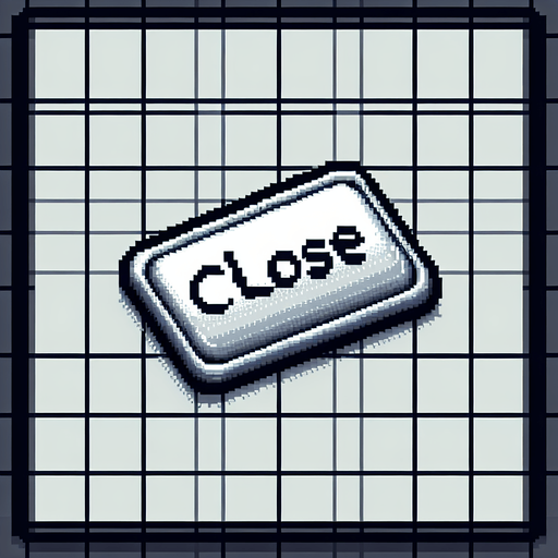 Pixelart. A rectangular silvery button with the text 'CLOSE'..
Single Game Texture. In-Game asset. 2d. Blank background. High contrast. No shadows.