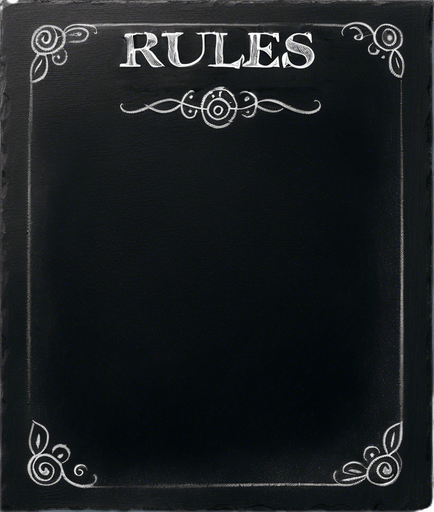 "RULES" handwritten in chalk