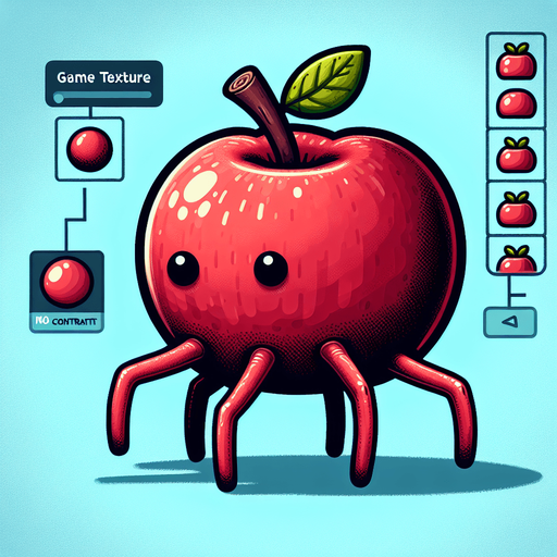 apple with legs.
Single Game Texture. In-Game asset. 2d. Blank background. High contrast. No shadows.