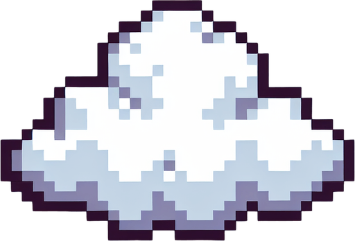 pixel art cloud.
Single Game Texture. In-Game asset. 2d. Blank background. High contrast. No shadows.