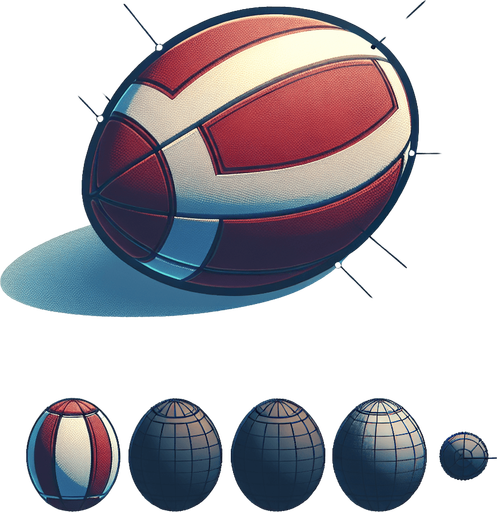 Ballon de rugby.
Single Game Texture. In-Game asset. 2d. Blank background. High contrast. No shadows.