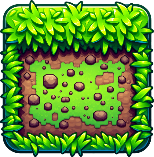 DIRT WITH GRASS ON THE TOP AND BOTTOM TEXTURE.
Single Game Texture. In-Game asset. 2d. Blank background. High contrast. No shadows. Fits the screen.