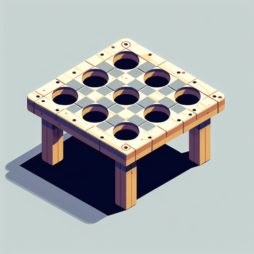 isometric table with empty whack-a-mole holes.
Single Game Texture. In-Game asset. 2d. Blank background. High contrast. No shadows.