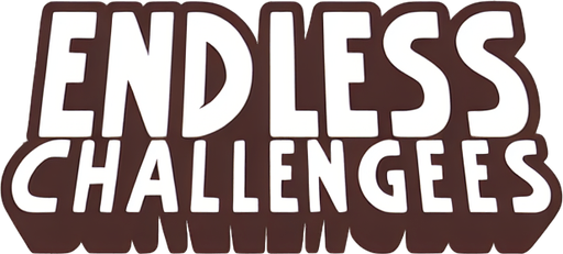 Two words:
Endless 
Challenges 
(in cartoon nice white font, just the text. the two words separated).
Single Game Texture. In-Game asset. 2d. Blank background. High contrast. No shadows.