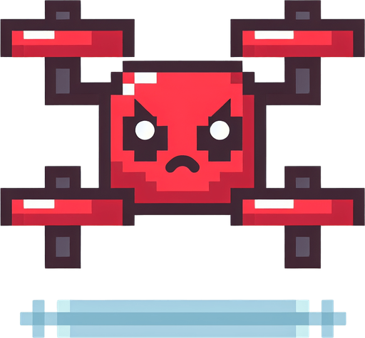 cute red enemy flying drone. angry eyes. pixelated. 8 bit..
Single Game Texture. In-Game asset. 2d. Blank background. High contrast. No shadows.