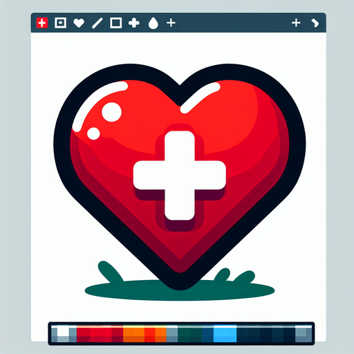 Red 
Heart  with plus symbol at centre.
Single Game Texture. In-Game asset. 2d. Blank background. High contrast. No shadows.