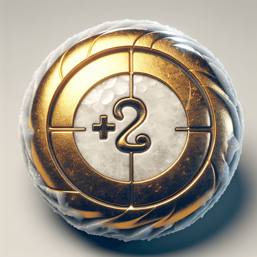 round frozen golden curling ball seen from above. text (+2) inscribed on it. sylized..
Single Game Texture. In-Game asset. 2d. Blank background. High contrast. No shadows.