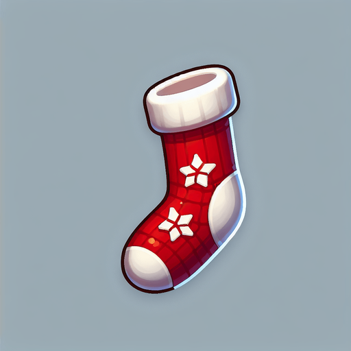 a christmas socks. plastic style. Single Game Texture. In-Game asset. 2d. Blank background. High contrast. No shadows.