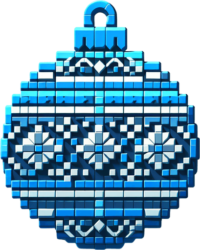 a christmas blue decorated ball. plastic style. Single Game Texture. In-Game asset. 2d. Blank background. High contrast. No shadows.